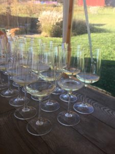 Sampling bubbly wine at Benjamin Bridge Winery