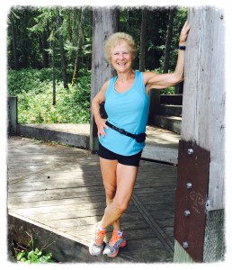 Jill Davies looking very fit at Giovando Lookout on Newcastle Island