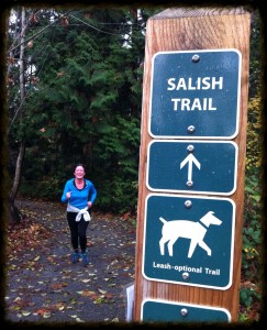 Alison running the Salish Trail