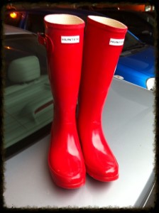 Red Hunter boots