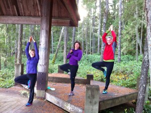 Yoga with running ladies